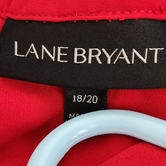 SALE Lane Bryant Red Long Sleeve Blouse with Black Contrasting Stitching - Picture 2 of 6